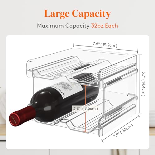 Stackable Plastic Wine Rack & Bottle Organizer for Fridge & Pantry