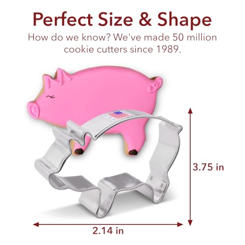 Ann Clark Pig Cookie Cutter, 3-3/4 inch, Made in USA