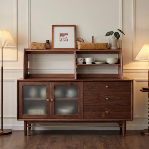 Solid Beech Wood Kitchen Countertop Hutch Organizer with Pegboard, 47.6 Inch