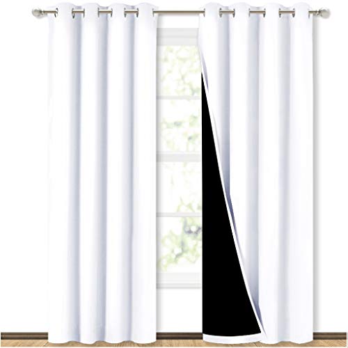 NICETOWN 100% Blackout Curtains White 84 Inch Thermal Insulated Drapes