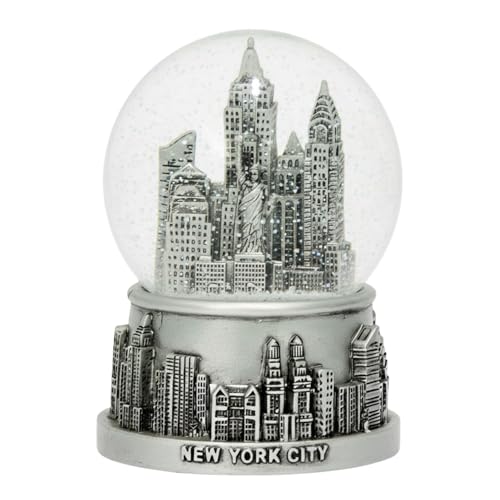New York City Silver Skyline Snow Globe 65mm Souvenir Statue