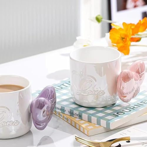 Disoza Pink Bow Coffee Mug 12 OZ Ceramic Cute Coquette Tea Cup for Women & Girls - Variation #B