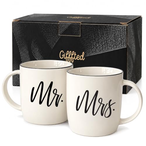 Mr. & Mrs. Coffee Mug Set 13oz Ceramic Couples Gift Ready to Gift