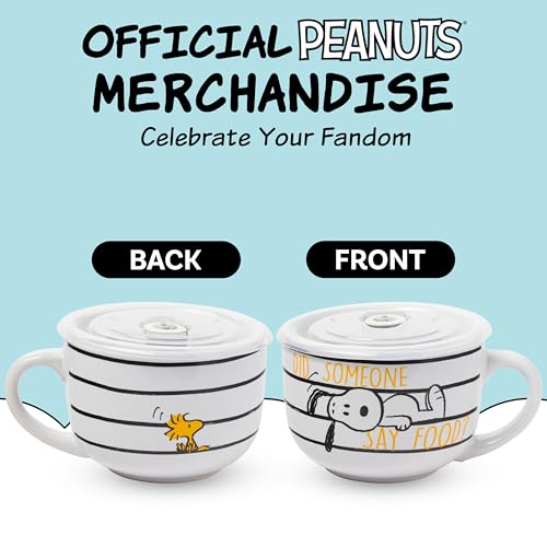 Peanuts Snoopy Did Someone Say Food Ceramic Soup Mug 24oz with Vented Lid - Silver Buffalo