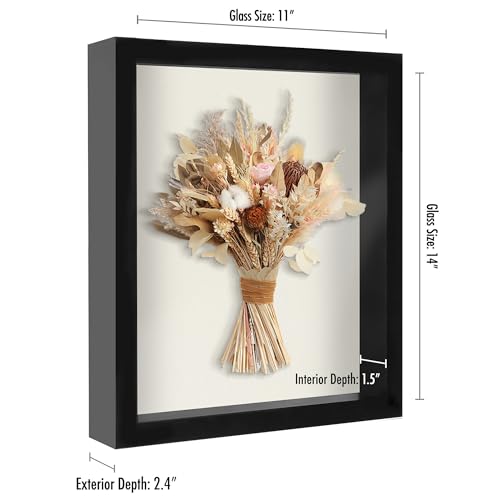 11x14 Shadow Box Frame Display Case - Black Wood Frame with Felt Back