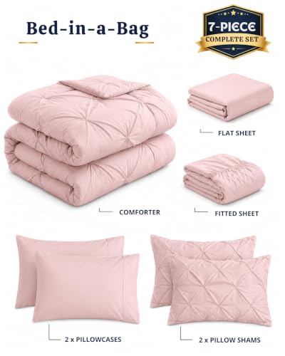 Queen Size 7-Piece Down Alternative Comforter Set - Sepia Rose