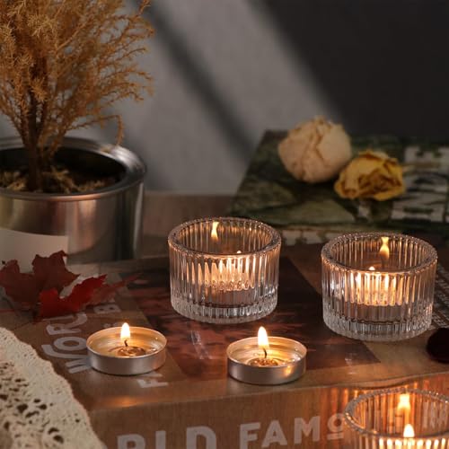 Clear Votive Candle Holders - 24 Pack Glass Tea Light Holders for Home Decor & Weddings
