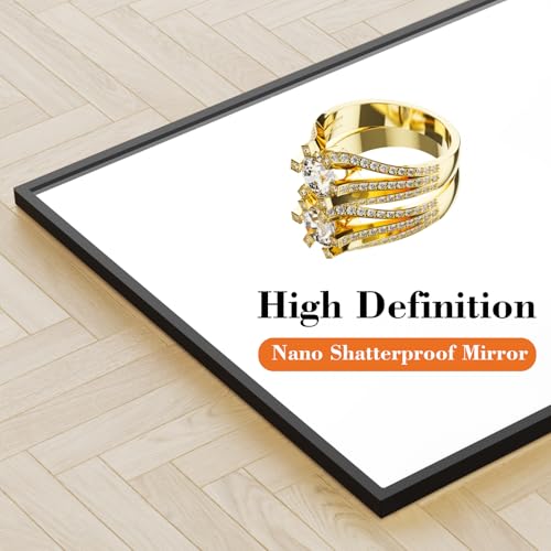 Full Length Standing Mirror - 56" x 15" Black Aluminum Frame Floor Mirror