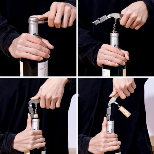 3-Pack Professional Waiter Corkscrew Wine Opener with Leather Travel Bag - Stainless Steel & Rosewood Handle, Ideal for Bars & Restaurants
