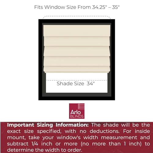 Cordless Fabric Roman Shades 34" W x 60" H - Oatmeal Darkening Blinds