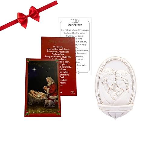 Holy Family Nativity Holy Water Font - 7.5-Inch Stone-Look Wall Decor