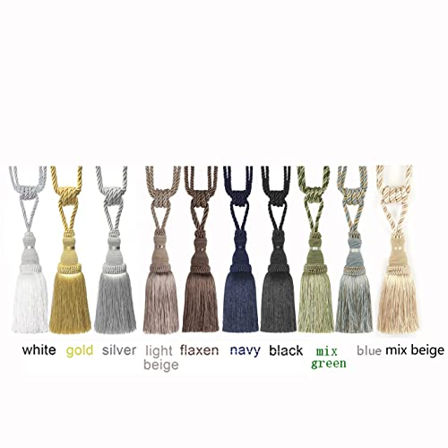 2-Pack Handmade Tassel Curtain Tiebacks - 23.6-Inch Silky Drapery Holdbacks