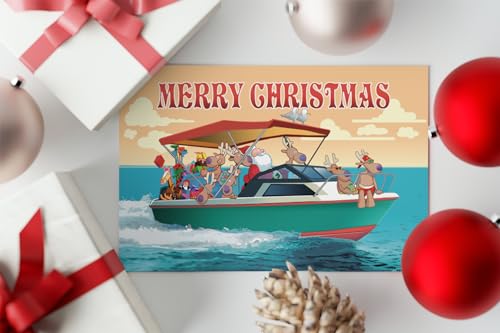 Stonehouse Collection Merry Christmas Speedboat Card Set – 18 Boating Christmas Cards & Envelopes, USA Made