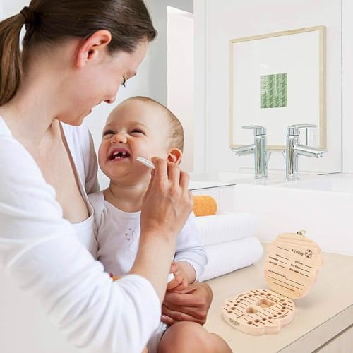 Wooden Baby Tooth Keepsake Box - Kids Tooth Storage & Memory Organizer