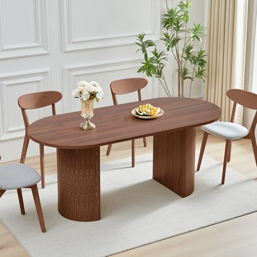 70-Inch Oval Dining Table, Modern Farmhouse Kitchen Table for 4-6 People