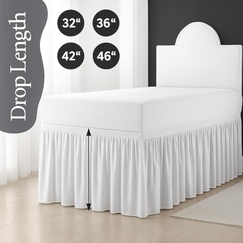Twin XL Dorm Bed Skirt with 32 Inch Drop - Microfiber Split Corner Dust Ruffle