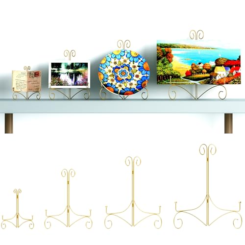 6 Inch Foldable Gold Iron Display Stand for Plates, Photos, and Art Pieces