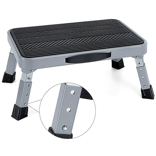 Height-Adjustable Folding Step Stool, Non-Slip Platform Ladder, 330 Lbs