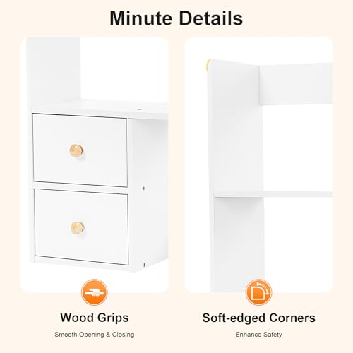 FFIHAK White Desktop Bookshelf with Hutch - Space-Saving Office Storage