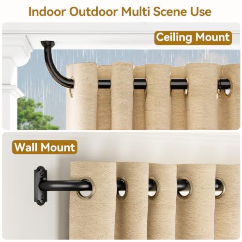 Adjustable Heavy Duty Blackout Curtain Rod, 32-86 Inch Wrap-Around Metal Rod