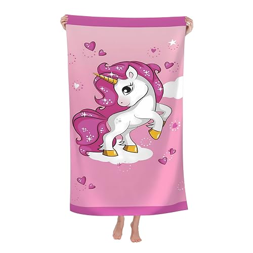 Unicorn Beach Towel for Kids, Oversized Sandproof Microfiber 30"x60"