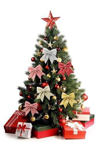 Prudance 10" Glitter Bow Set - 5 Color Christmas & Event Decor Bows