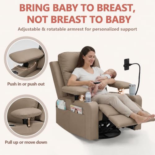 Electric Power Glider Nursery Rocking Chair with Swivel and Recliner