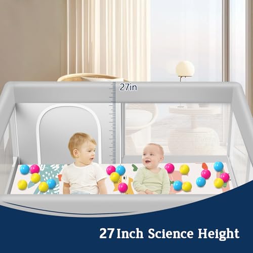 Extra Large Baby Playpen 50x50 Inch with Waterproof Mat and Safety Gate
