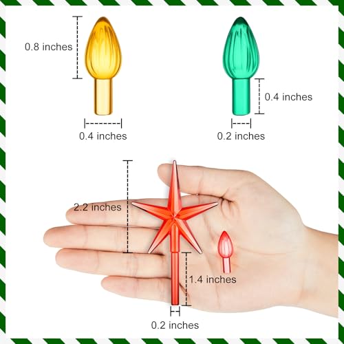 Ceramic Christmas Tree Replacement Bulbs & Stars - 108 Pc Medium Twist Set
