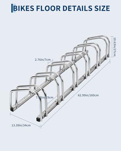 6-Bike Freestanding Floor Stand - Heavy Duty Adjustable Garage Bike Rack