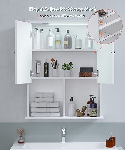 Wall Mounted Bathroom Medicine Cabinet with Motion Sensor LED Light & Shelf