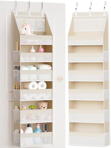 Criusia Over the Door Organizer 6-Shelf Hanging Closet Storage Beige