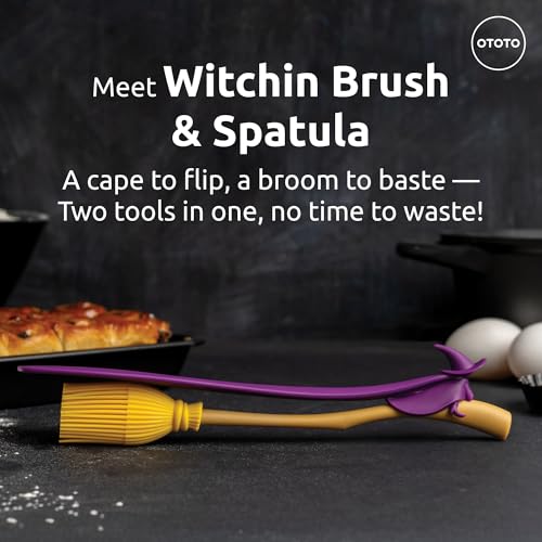 OTOTO Vino Spooky Bat Corkscrew & Bottle Opener, 2-in-1 Wine & Beer Opener, Silicone Heat-Resistant Basting Brush & Spatulas