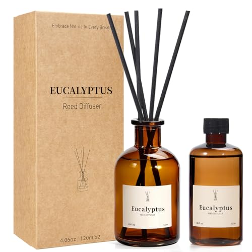 Eucalyptus Reed Diffuser Set - 2 Pack Long-Lasting Home Fragrance