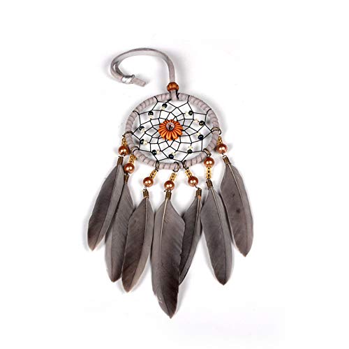 Grey Feather Dream Catcher Car Rearview Mirror Pendant Wall Hanging Decor