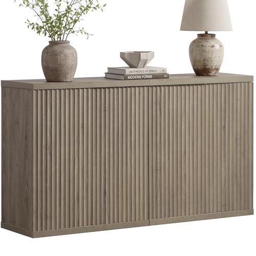 Modern Fluted Buffet Sideboard Cabinet with Adjustable Shelves