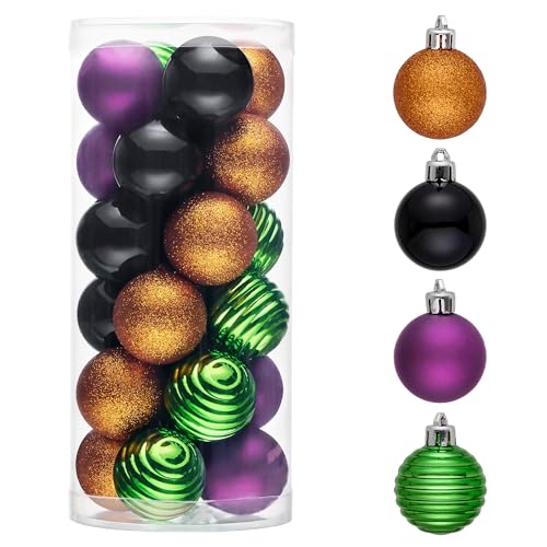 24-Piece Shatterproof Halloween Ball Ornaments - 1.6 Inch Hanging Decor