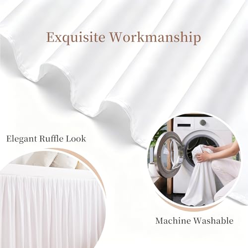 Twin XL Dorm Bed Skirt with 32 Inch Drop - Extra Long Dust Ruffle (White)