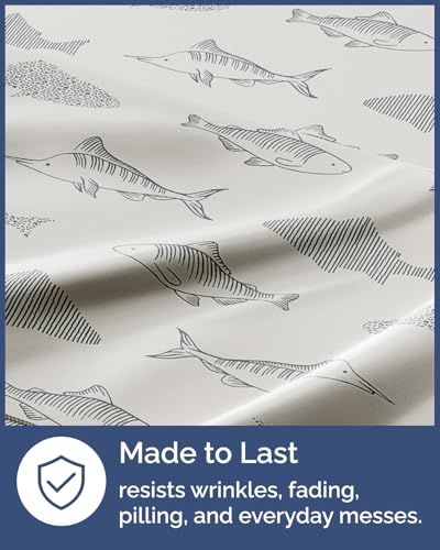 3-Piece Fish Print Kids Duvet Cover Set, Full Size Soft Microfiber Bedding