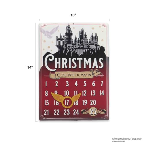 Embossed Metal Christmas Countdown Calendar Sign with Snitch Magnet