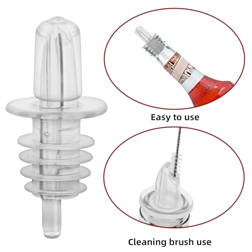 eispap 5PCS Clear Plastic Oil Bottle Pourers with Dust Caps - Professional Bar & Kitchen Use