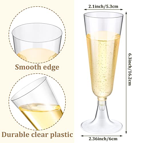 CHENGU 200 Pack Clear Disposable Plastic Champagne Flutes 5 oz for Weddings & Parties