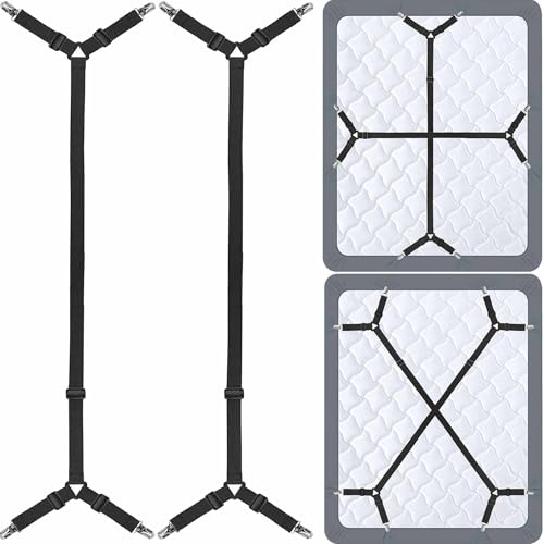 Adjustable Bed Sheet Holder Straps - Heavy Duty Sheet Clips & Fasteners (2 Pack)