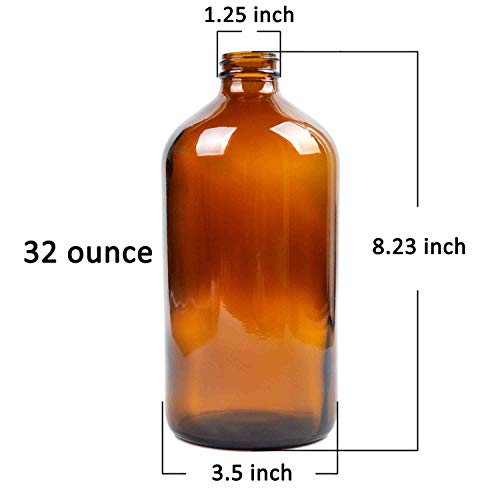 32 oz Amber Glass Growler with Tight Seal Lids - 2 Pack