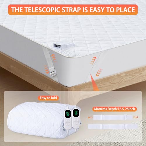 Electric Heated Mattress Pad Queen Size with Dual Controller