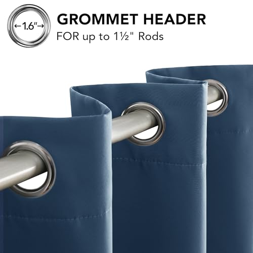 Deconovo Blackout Curtain Panel ? Solid Grommet Top, Thermal Insulated & Energy?Saving, Machine?Washable Room Darkening Window Treatment for Bedroom & Living Room, 1 Panel, Stone Blue, 42W x 95L