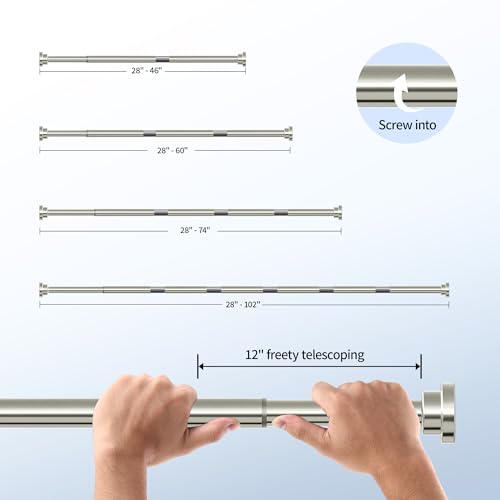 Mcrbeay Heavy Duty Tension Shower Curtain Rod 28-74 Inch Brushed Nickel No Drill
