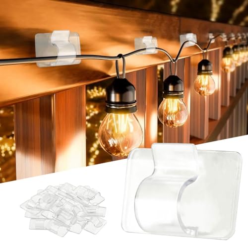 30pcs Heavy Duty Outdoor String Light Clips - Waterproof Adhesive Hooks