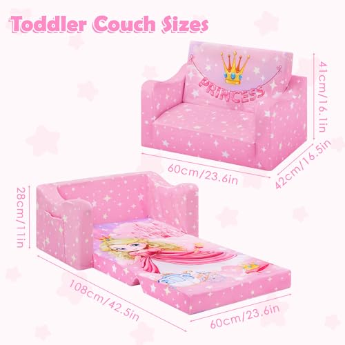 2-in-1 Foldable Toddler Sofa and Convertible Play Couch for Kids