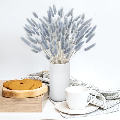 120pcs Blue Bunny Tails Dried Flowers, 16in Natural Lagurus Ovatus Grass